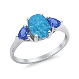 Fashion Promise Ring Simulated Tanzanite Cubic Zirconia 925 Sterling Silver