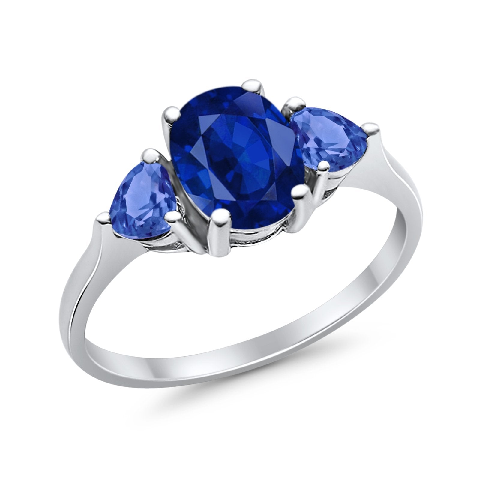 Fashion Promise Ring Simulated Tanzanite Cubic Zirconia 925 Sterling Silver