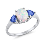 Fashion Promise Ring Simulated Tanzanite Cubic Zirconia 925 Sterling Silver