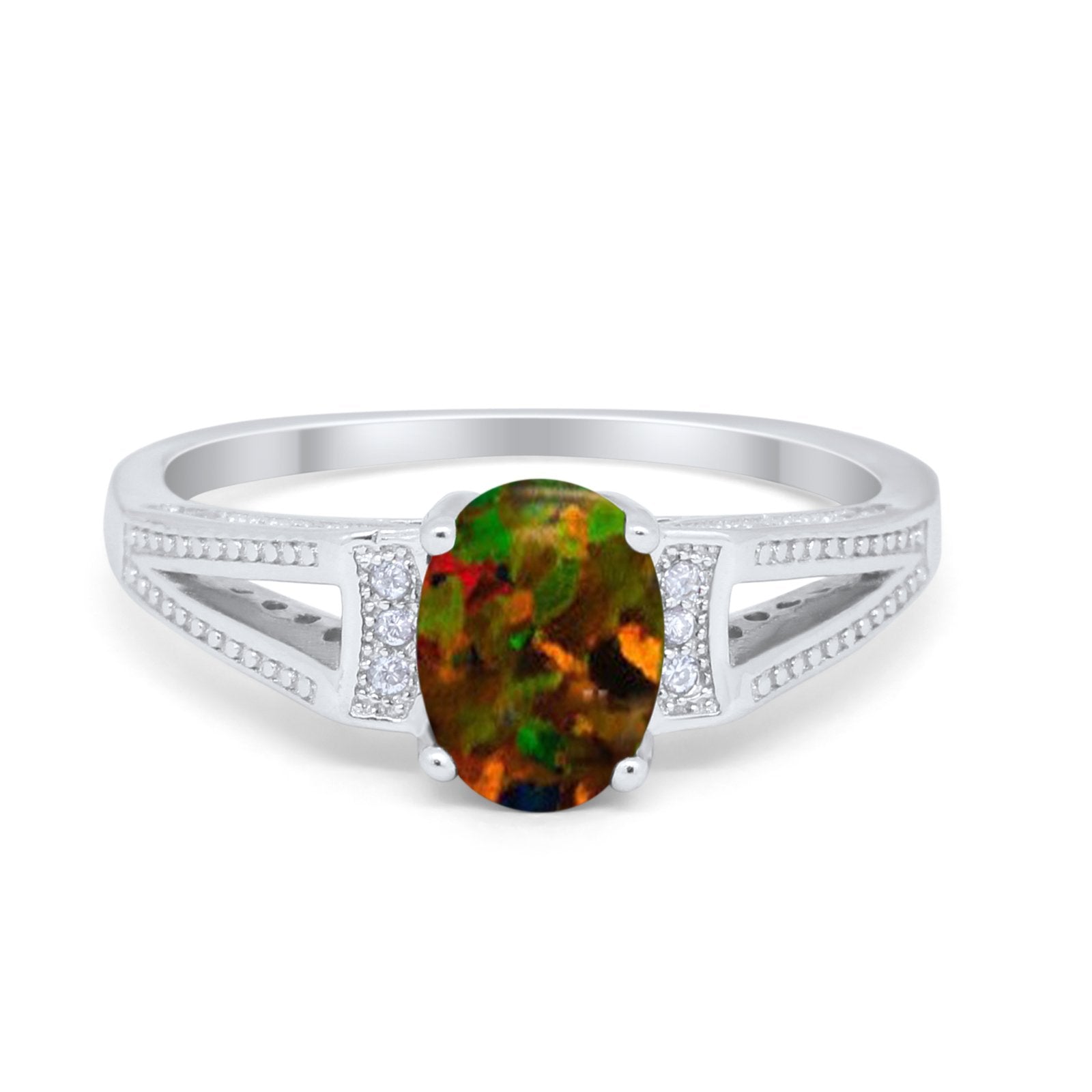 Solitaire Split Shank Wedding Ring Simulated Cubic Zirconia 925 Sterling Silver