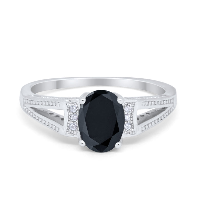 Solitaire Split Shank Wedding Ring Simulated Cubic Zirconia 925 Sterling Silver