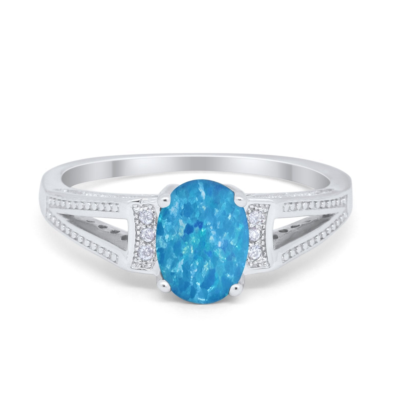 Solitaire Split Shank Wedding Ring Simulated Cubic Zirconia 925 Sterling Silver