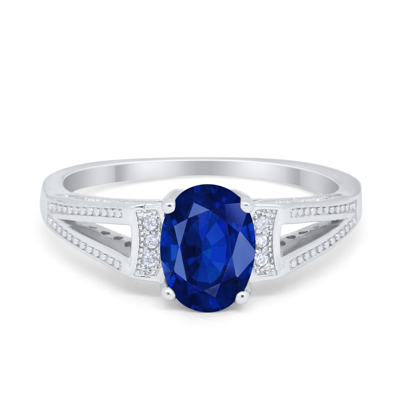 Solitaire Split Shank Wedding Ring Simulated Cubic Zirconia 925 Sterling Silver
