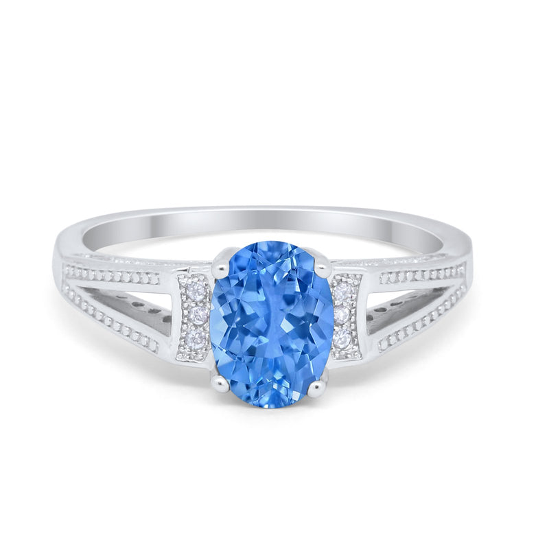 Solitaire Split Shank Wedding Ring Simulated Cubic Zirconia 925 Sterling Silver