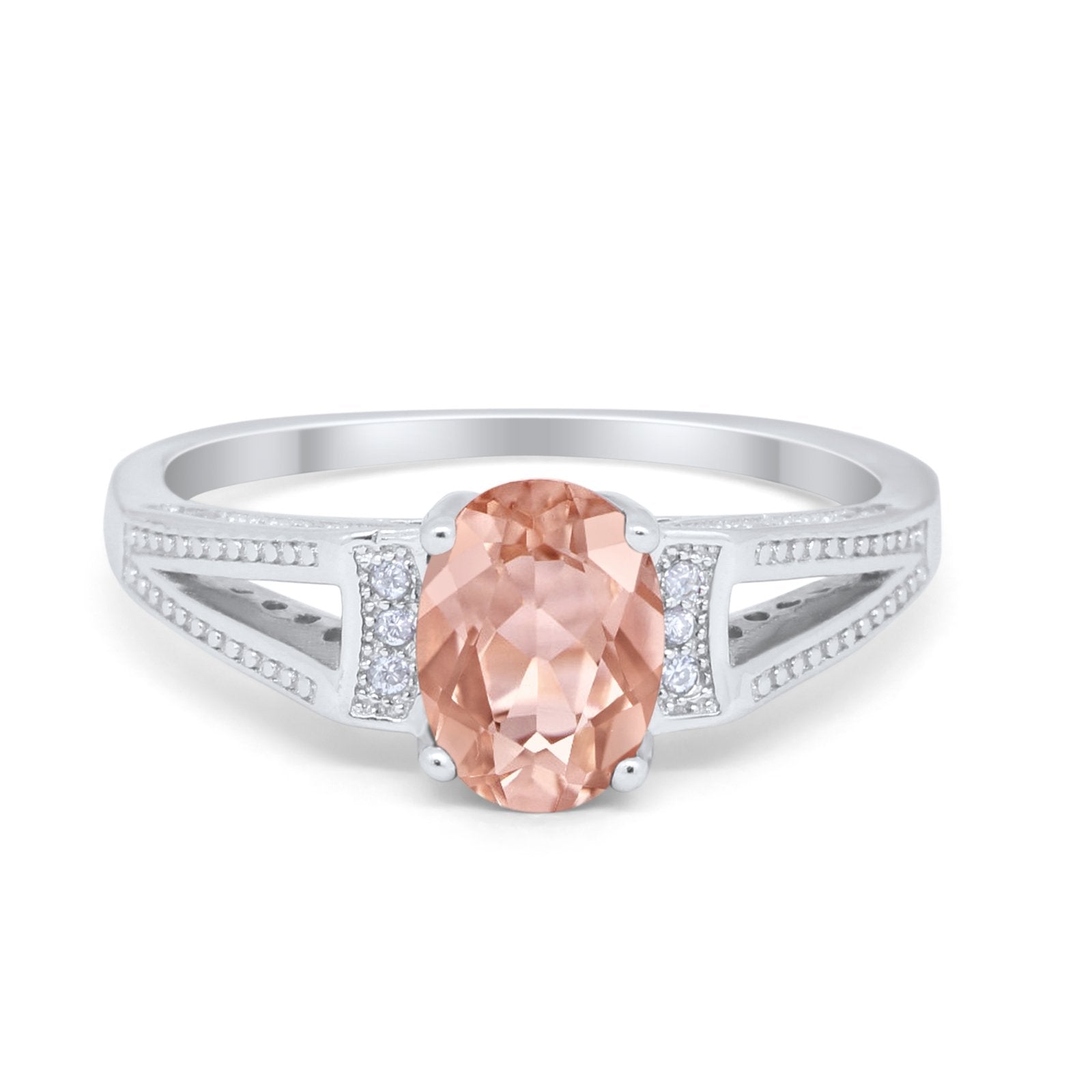 Solitaire Split Shank Wedding Ring Simulated Cubic Zirconia 925 Sterling Silver