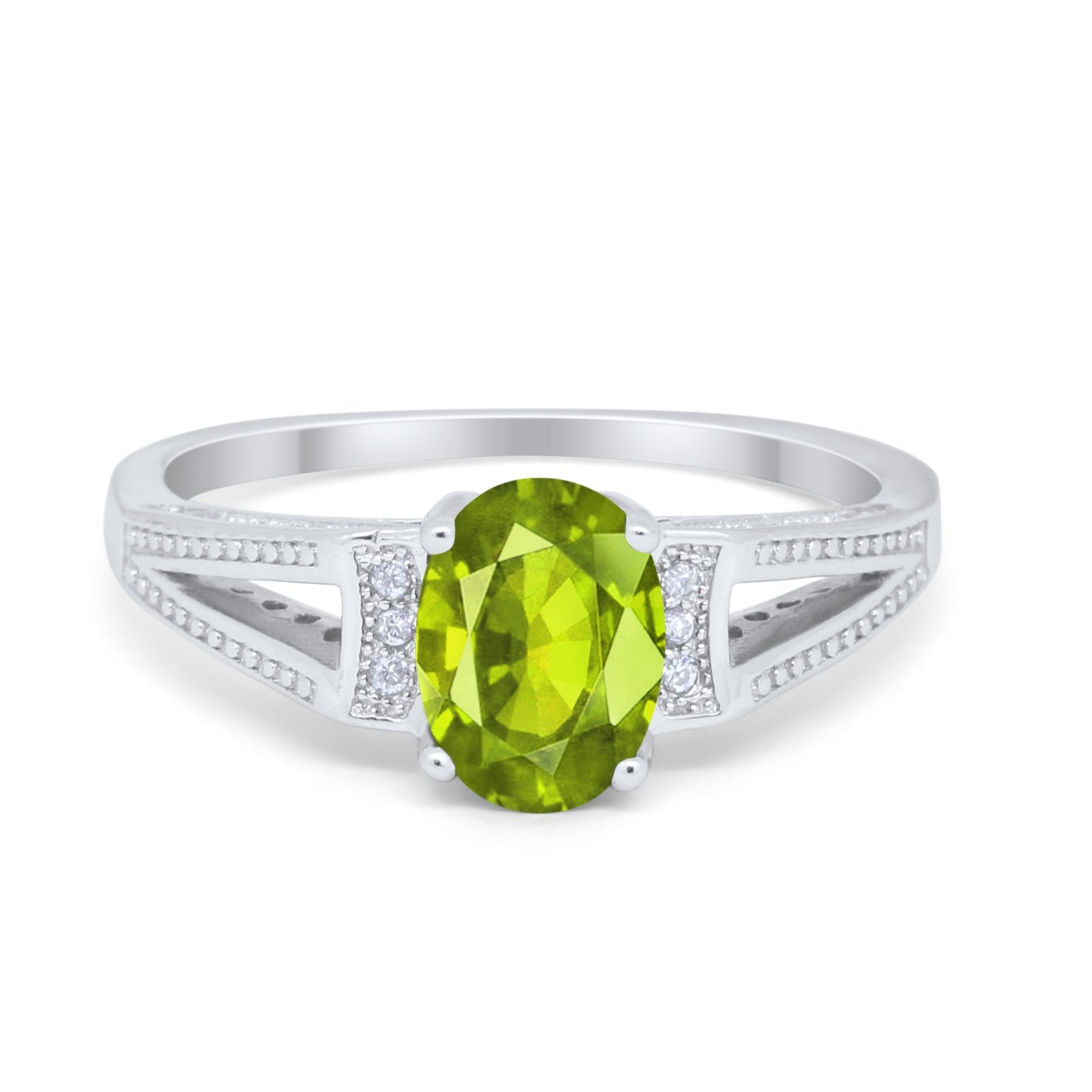 Solitaire Split Shank Wedding Ring Simulated Cubic Zirconia 925 Sterling Silver