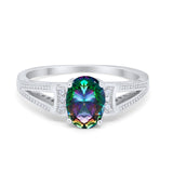 Solitaire Split Shank Wedding Ring Simulated Cubic Zirconia 925 Sterling Silver