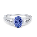 Solitaire Split Shank Wedding Ring Simulated Cubic Zirconia 925 Sterling Silver