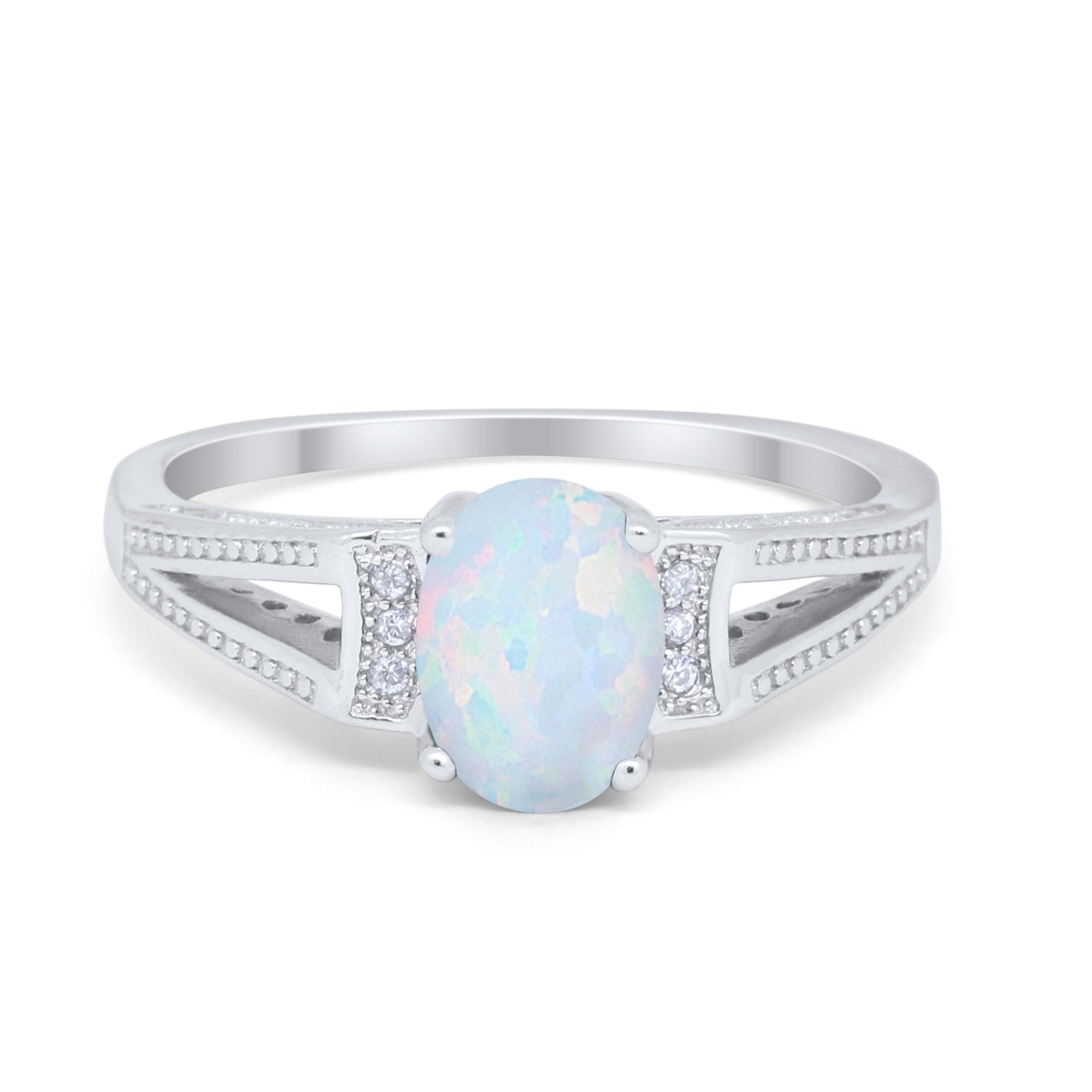 Solitaire Split Shank Wedding Ring Simulated Cubic Zirconia 925 Sterling Silver