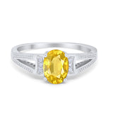 Solitaire Split Shank Wedding Ring Simulated Cubic Zirconia 925 Sterling Silver