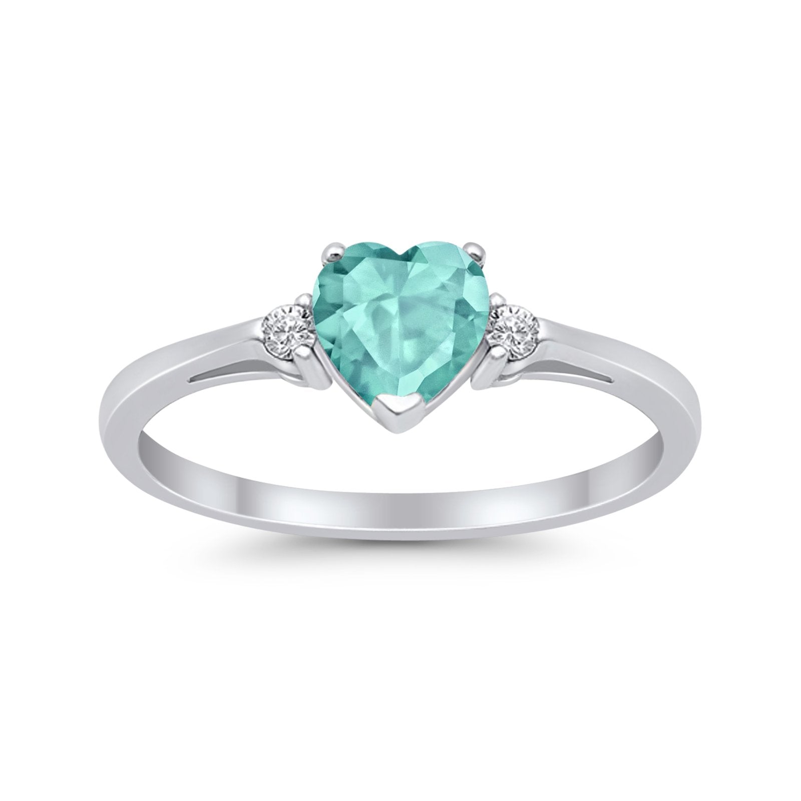 Wedding Heart Promise Ring Simulated Cubic Zirconia 925 Sterling Silver
