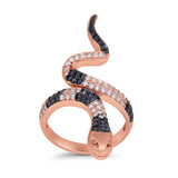 Snake Ring Micro Pave Simulated Cubic Zirconia 925 Sterling Silver