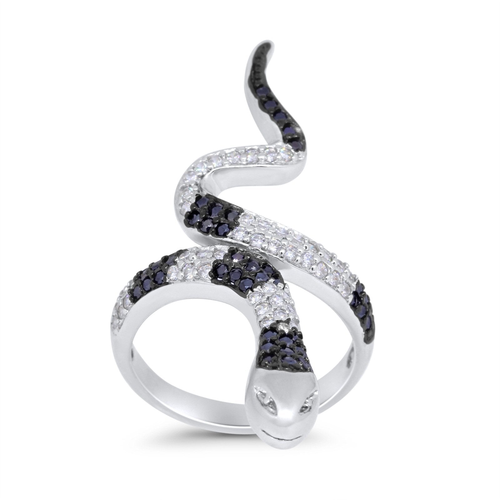 Snake Ring Micro Pave Simulated Cubic Zirconia 925 Sterling Silver