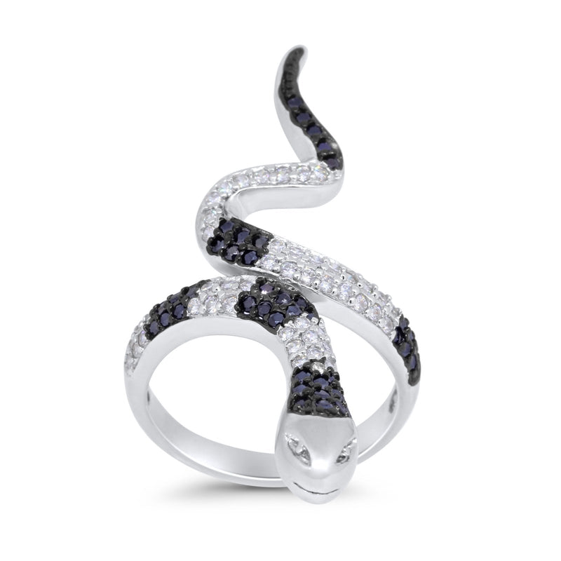 Snake Ring Micro Pave Simulated Cubic Zirconia 925 Sterling Silver