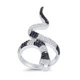 Snake Ring Micro Pave Simulated Cubic Zirconia 925 Sterling Silver