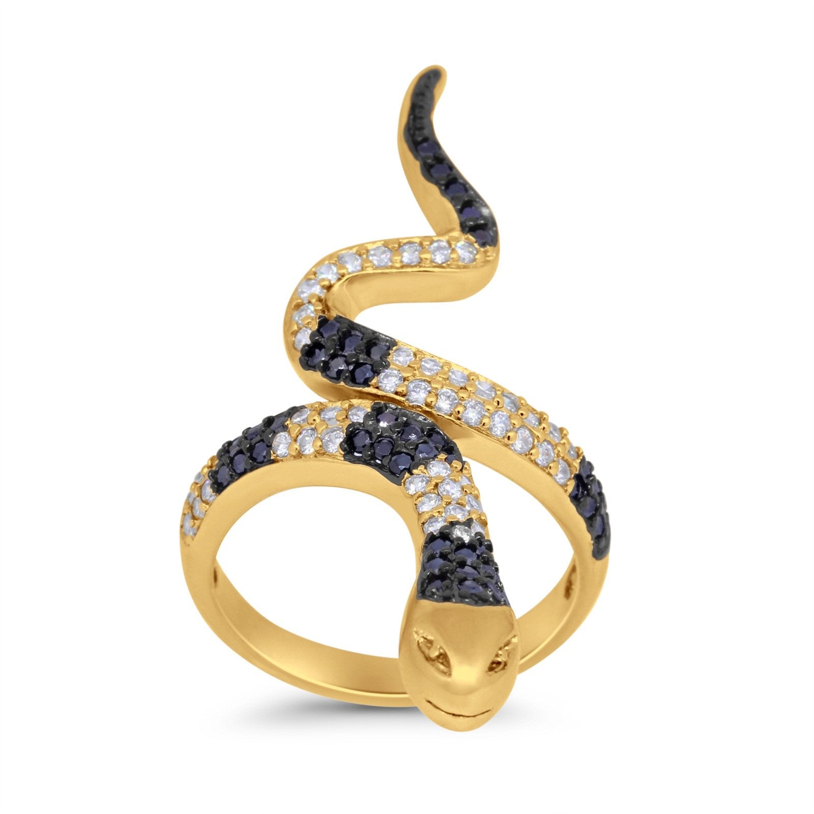 Snake Ring Micro Pave Simulated Cubic Zirconia 925 Sterling Silver