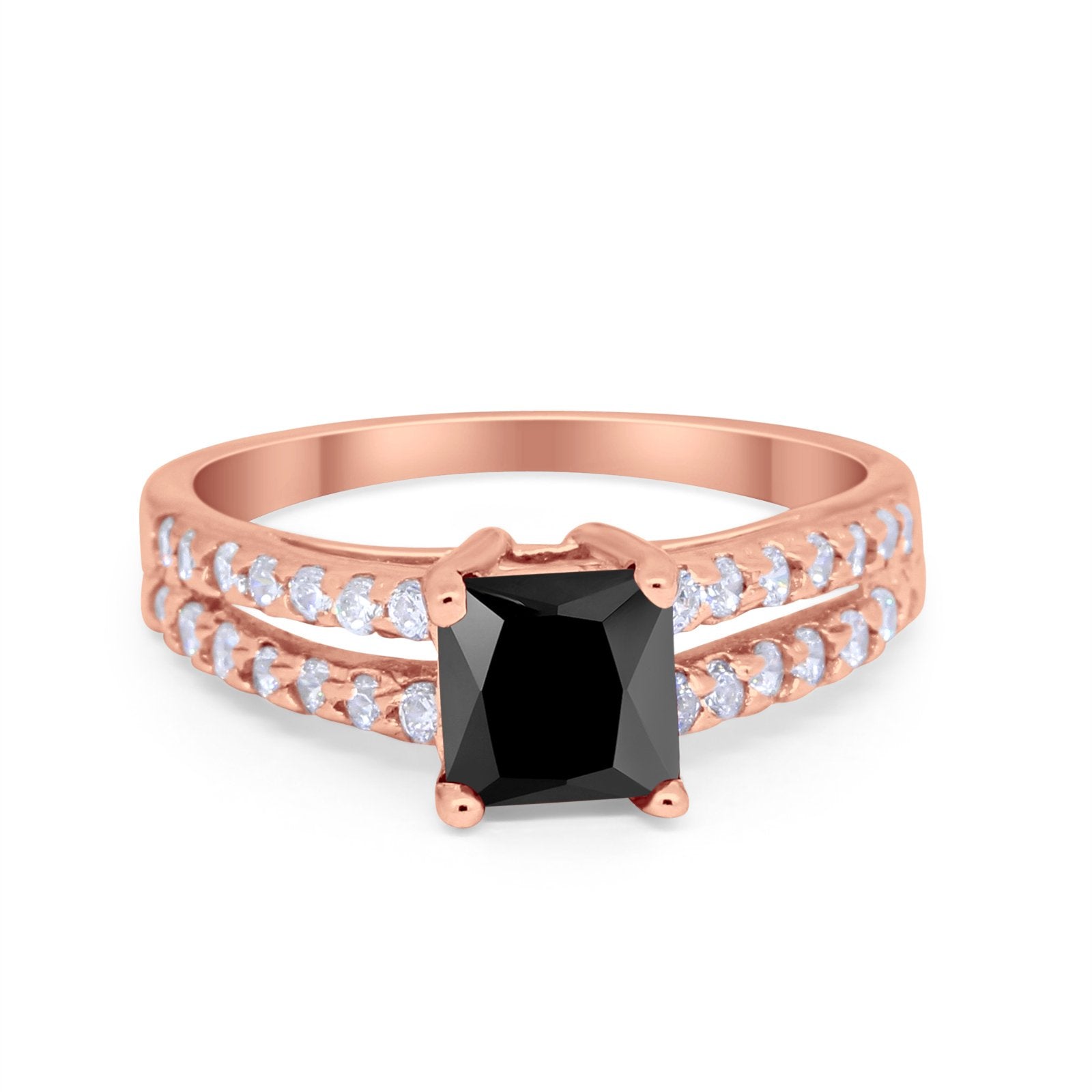 Wedding Ring Princess Cut Simulated Cubic Zirconia 925 Sterling Silver