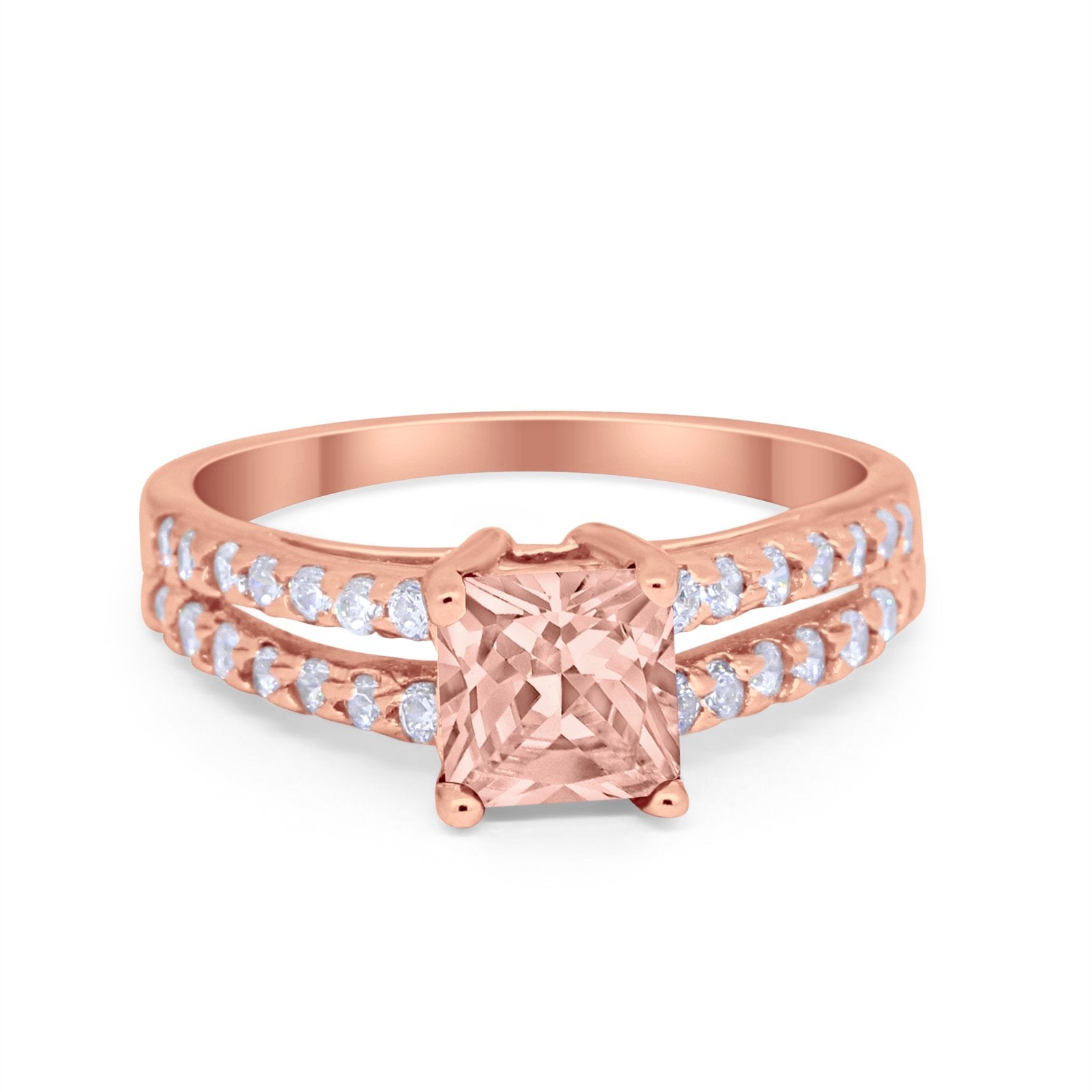 Wedding Ring Princess Cut Simulated Cubic Zirconia 925 Sterling Silver