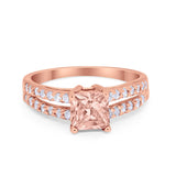 Wedding Ring Princess Cut Simulated Cubic Zirconia 925 Sterling Silver