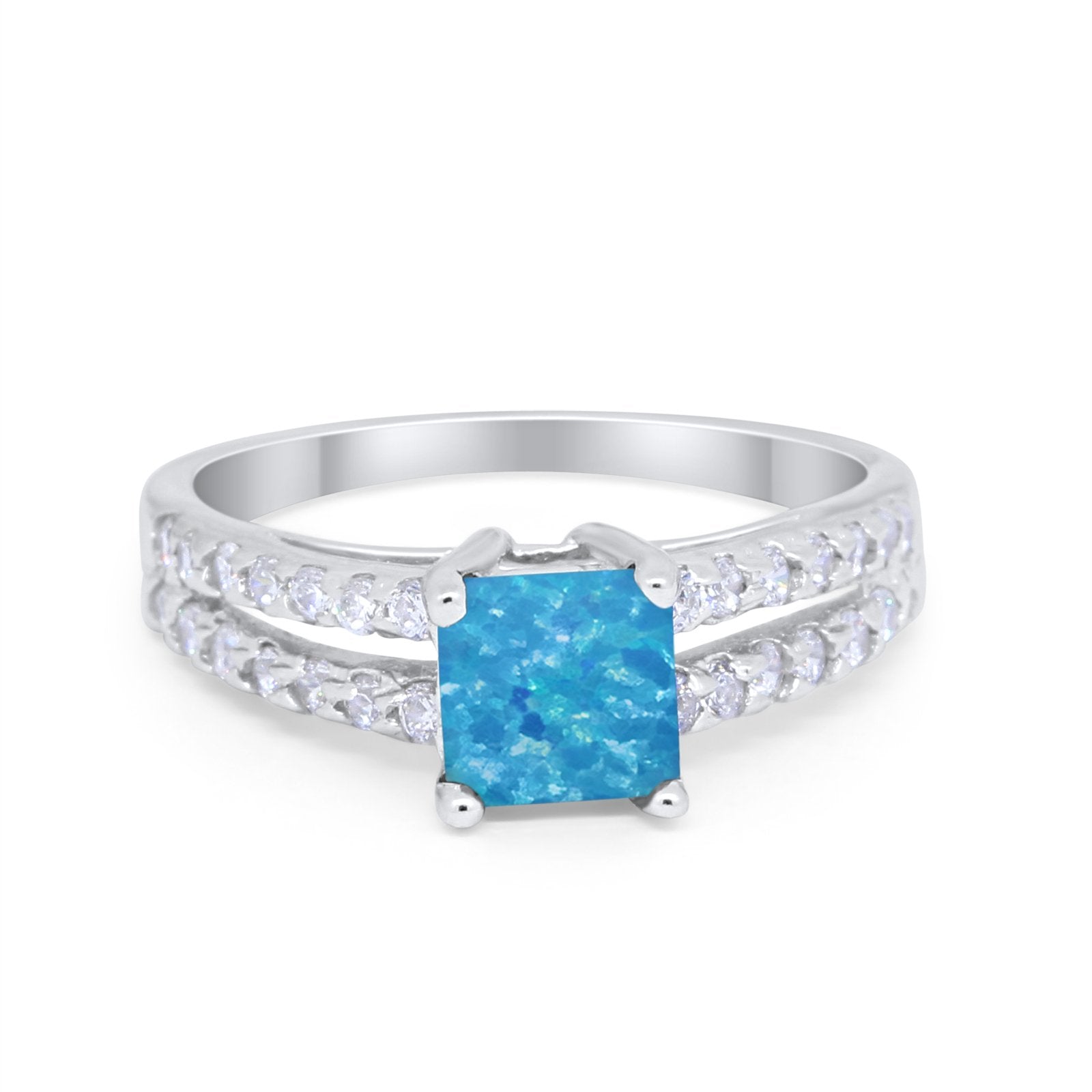 Wedding Ring Princess Cut Simulated Cubic Zirconia 925 Sterling Silver