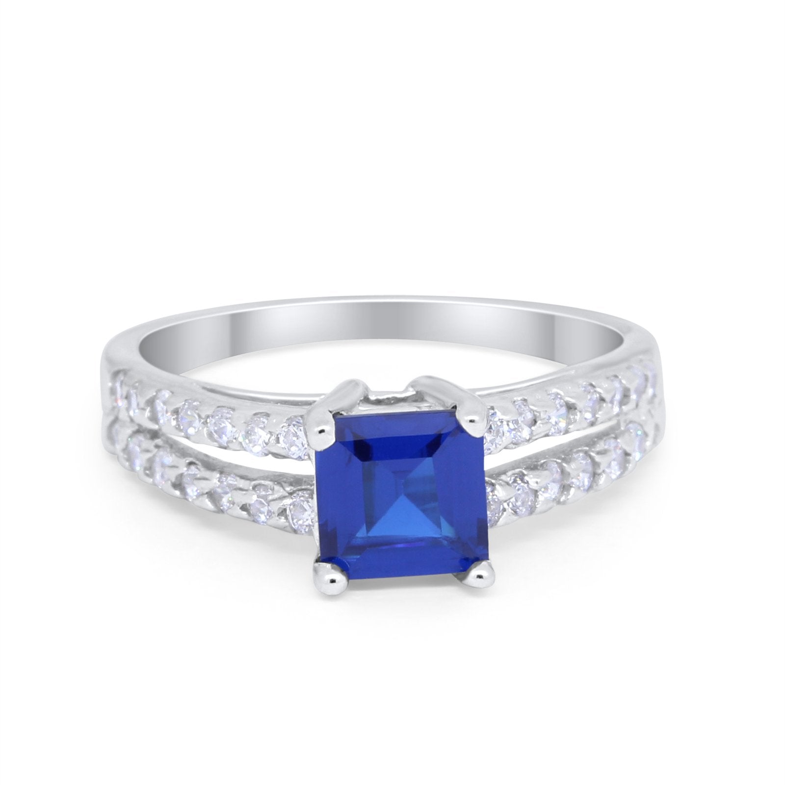 Wedding Ring Princess Cut Simulated Cubic Zirconia 925 Sterling Silver