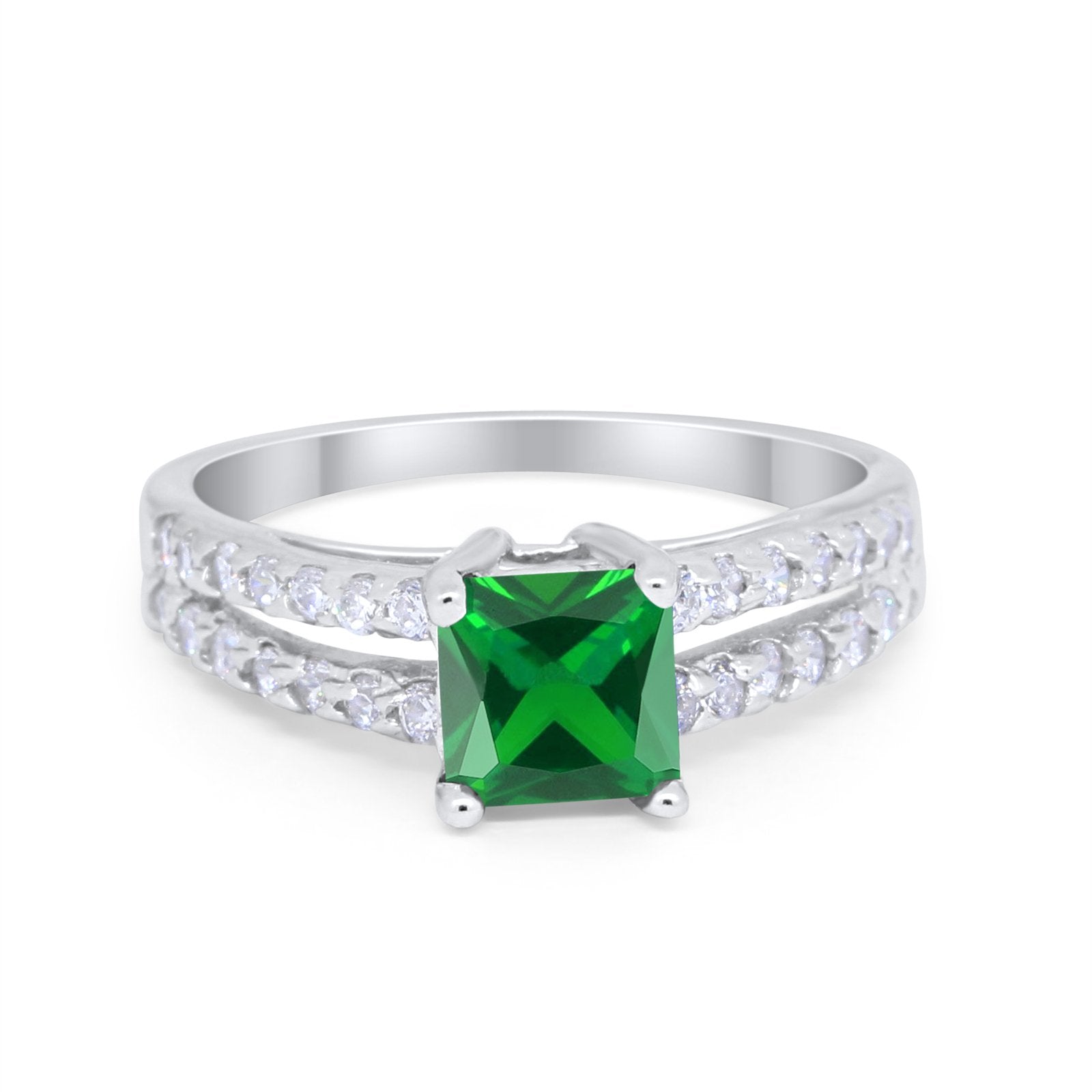 Wedding Ring Princess Cut Simulated Cubic Zirconia 925 Sterling Silver