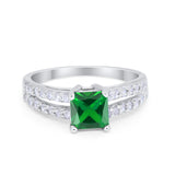 Wedding Ring Princess Cut Simulated Cubic Zirconia 925 Sterling Silver