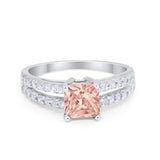 Wedding Ring Princess Cut Simulated Cubic Zirconia 925 Sterling Silver