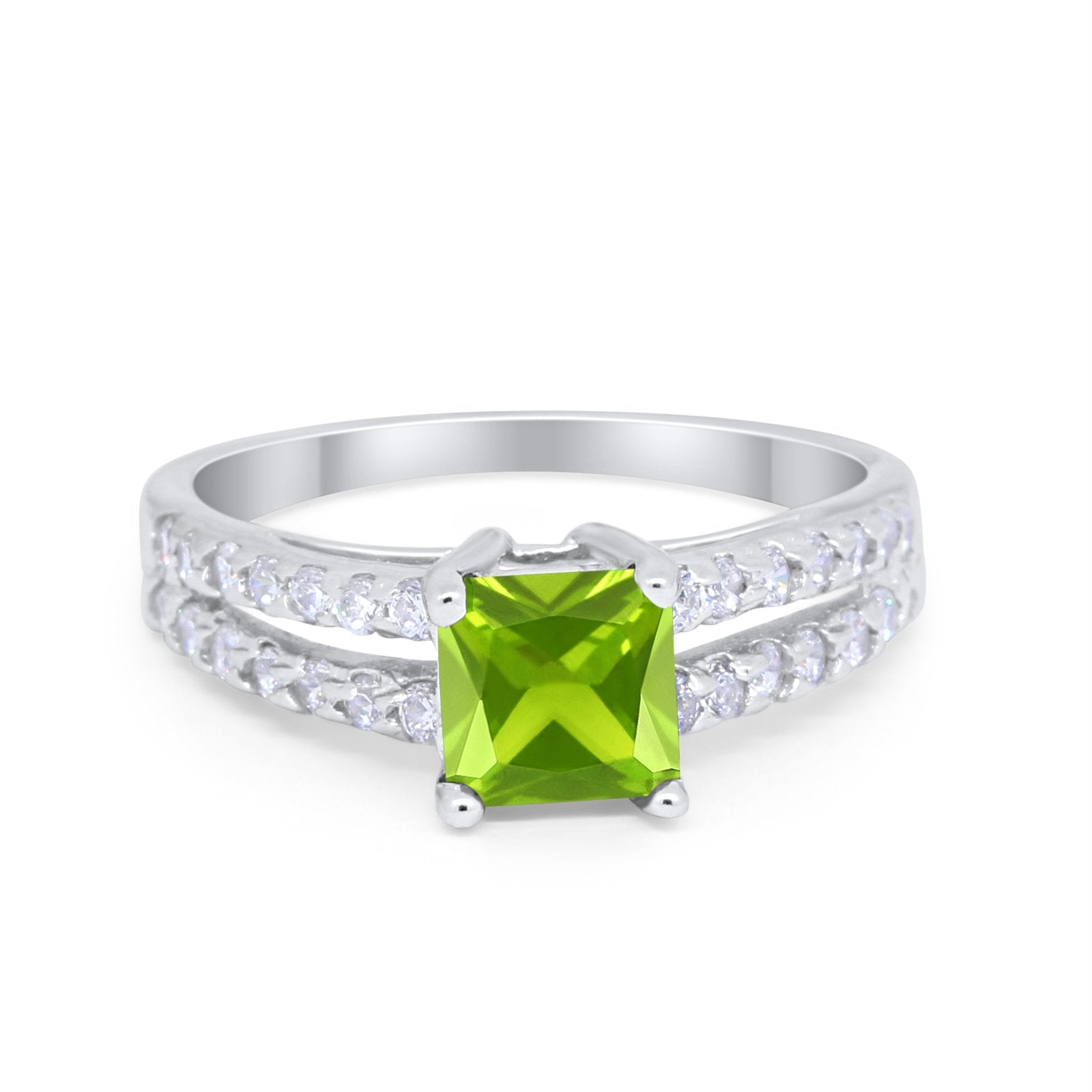 Wedding Ring Princess Cut Simulated Cubic Zirconia 925 Sterling Silver