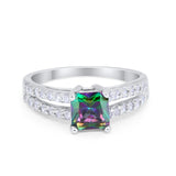 Wedding Ring Princess Cut Simulated Cubic Zirconia 925 Sterling Silver