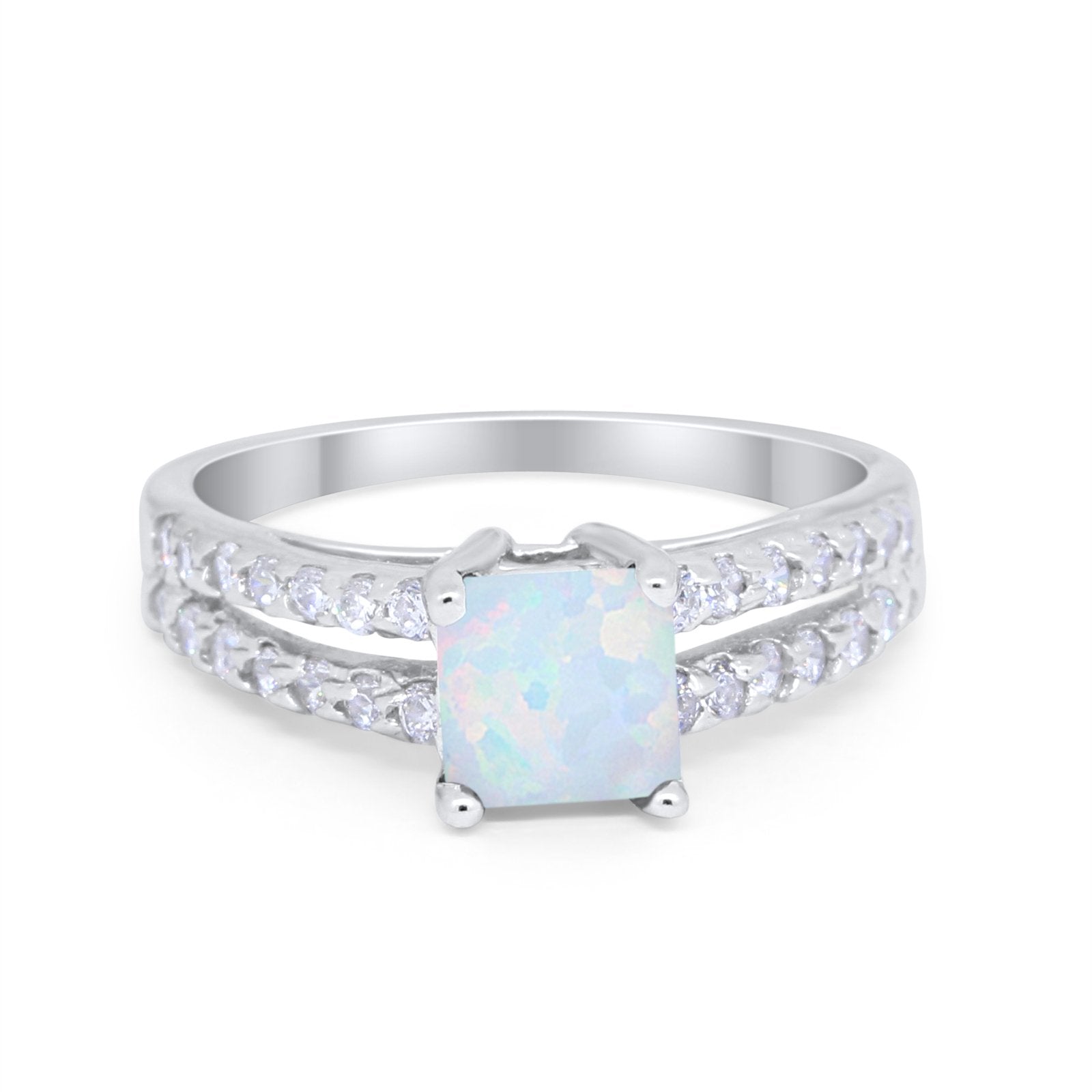 Wedding Ring Princess Cut Simulated Cubic Zirconia 925 Sterling Silver