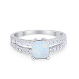 Wedding Ring Princess Cut Simulated Cubic Zirconia 925 Sterling Silver