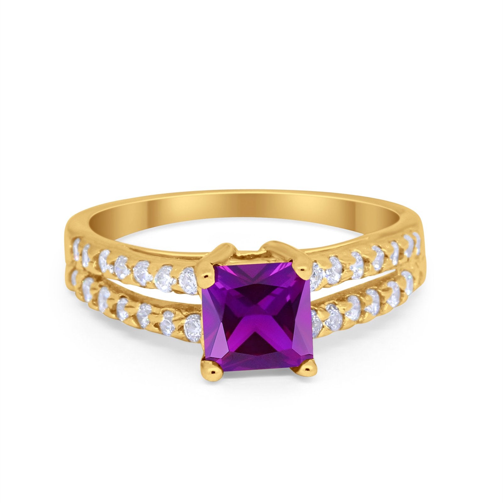 Wedding Ring Princess Cut Simulated Cubic Zirconia 925 Sterling Silver