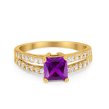 Wedding Ring Princess Cut Simulated Cubic Zirconia 925 Sterling Silver