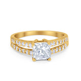 Wedding Ring Princess Cut Simulated Cubic Zirconia 925 Sterling Silver