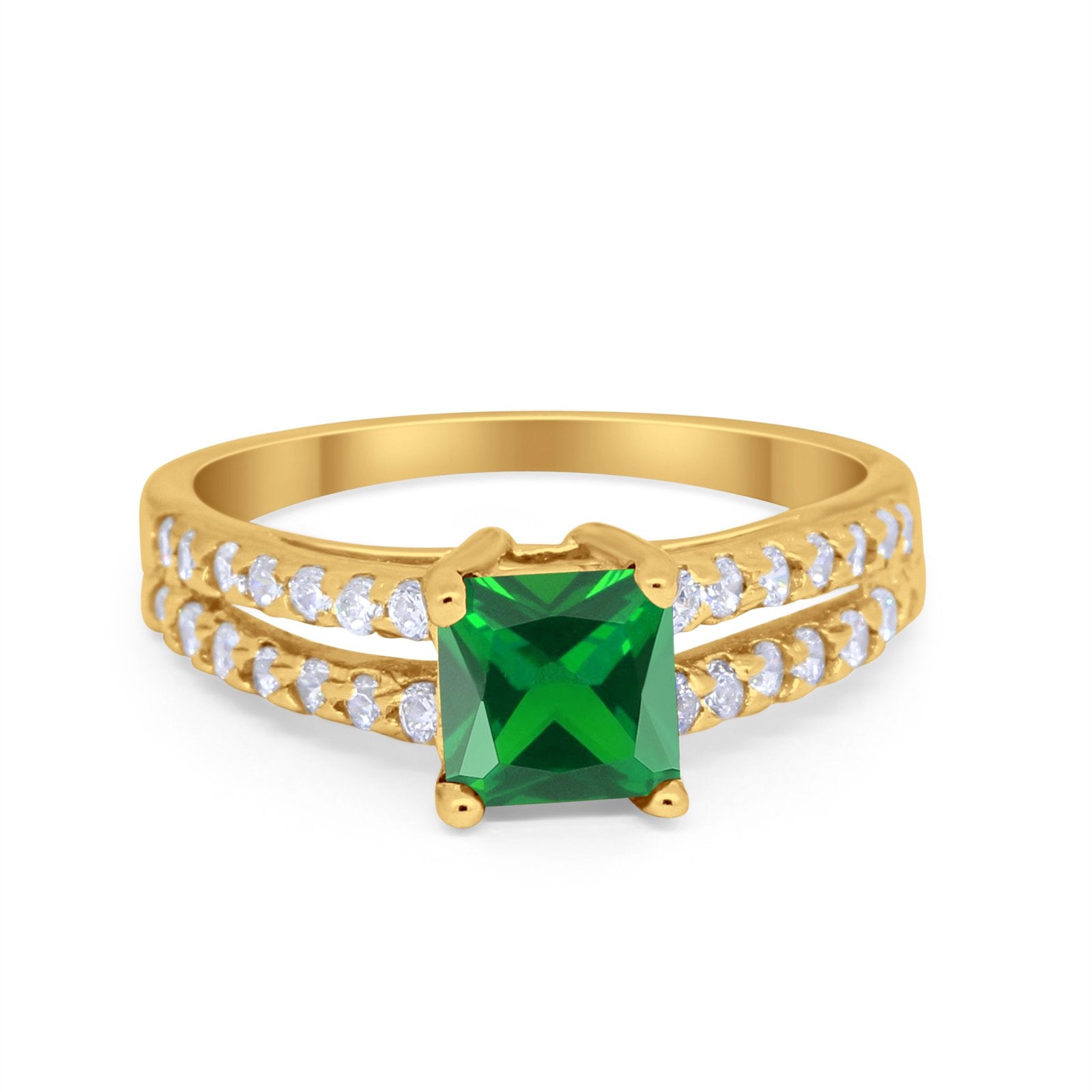 Wedding Ring Princess Cut Simulated Cubic Zirconia 925 Sterling Silver