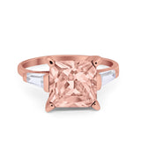 Wedding Ring Princess Cut Baguette Simulated Cubic Zirconia 925 Sterling Silver