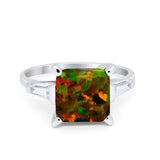 Wedding Ring Princess Cut Baguette Simulated Cubic Zirconia 925 Sterling Silver