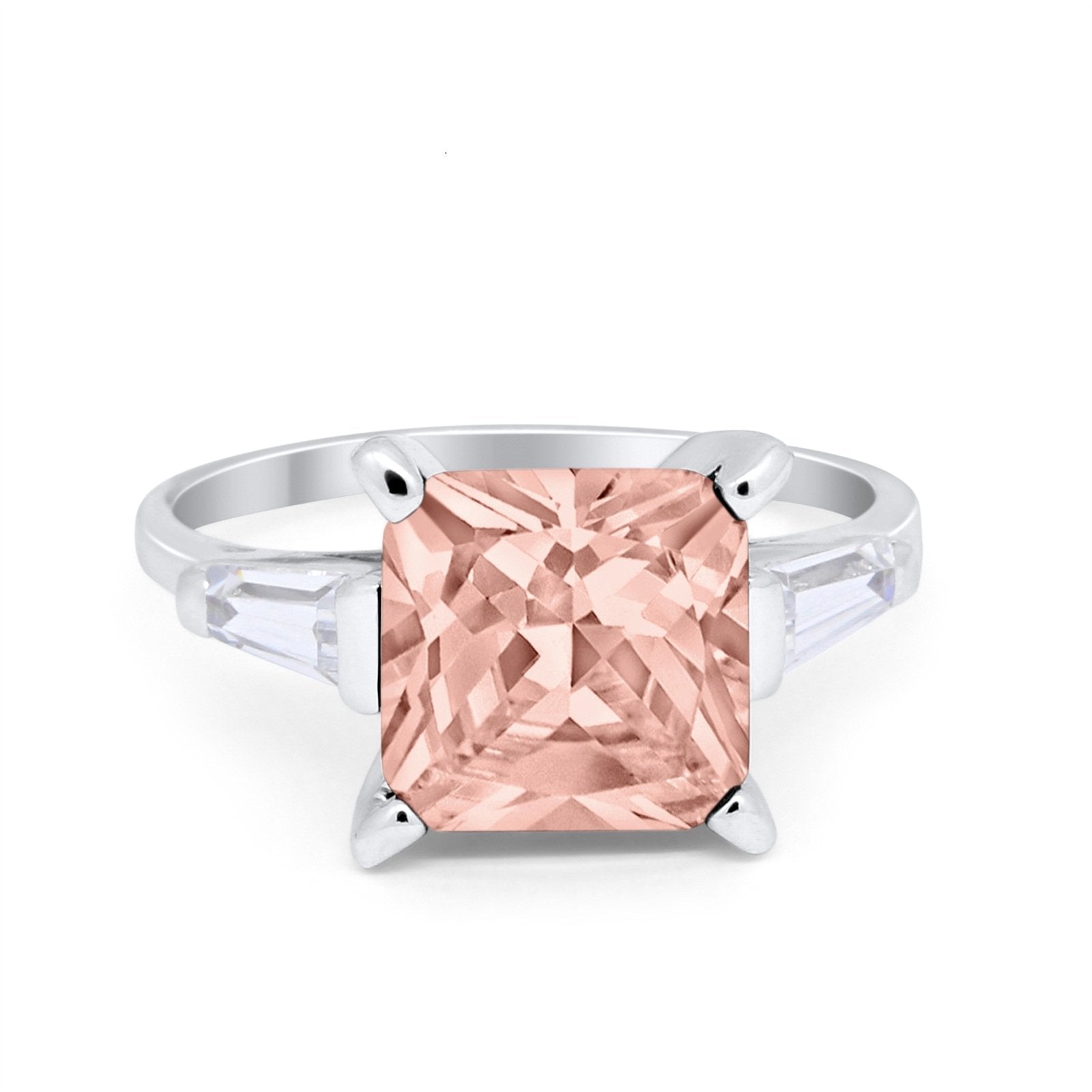 Wedding Ring Princess Cut Baguette Simulated Cubic Zirconia 925 Sterling Silver