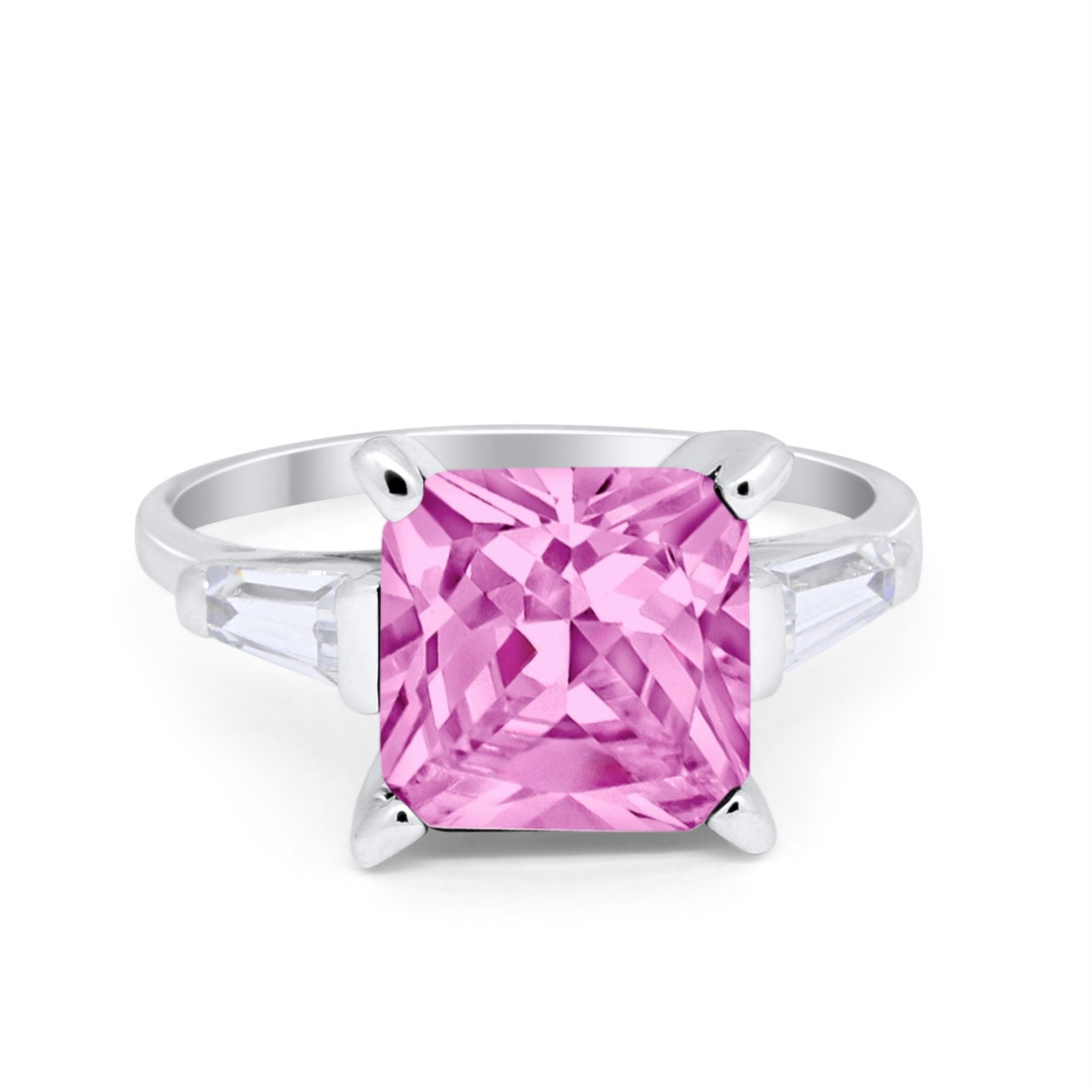 Wedding Ring Princess Cut Baguette Simulated Cubic Zirconia 925 Sterling Silver