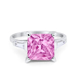 Wedding Ring Princess Cut Baguette Simulated Cubic Zirconia 925 Sterling Silver