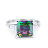 Wedding Ring Princess Cut Baguette Simulated Cubic Zirconia 925 Sterling Silver