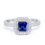Halo Accent Engagement Ring Simulated Cubic Zirconia 925 Sterling Silver