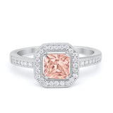 Halo Accent Engagement Ring Simulated Cubic Zirconia 925 Sterling Silver