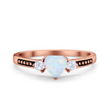 Heart Promise Ring Simulated Cubic Zirconia Black Accent 925 Sterling Silver