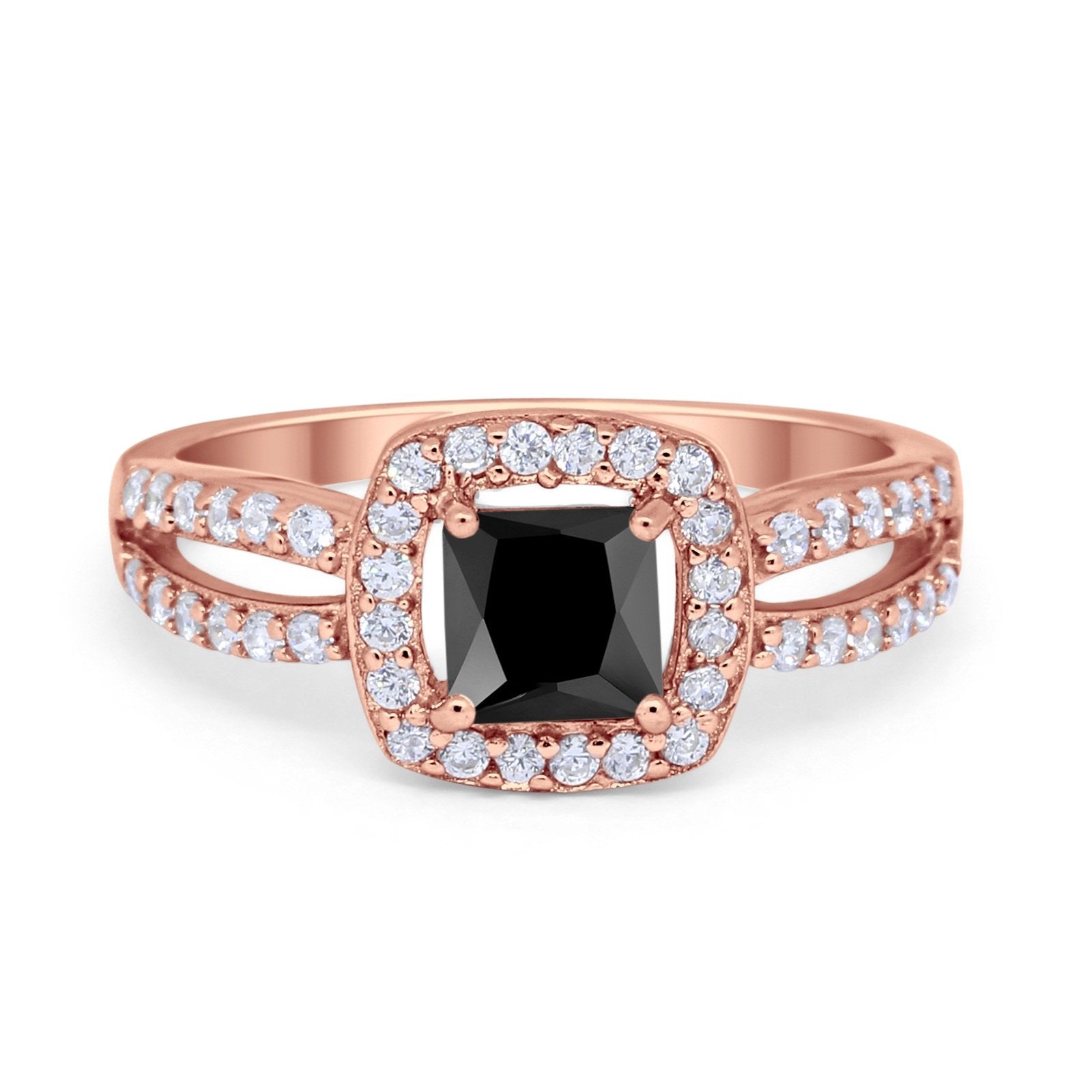 Dazzling Halo Wedding Ring Simulated Cubic Zirconia 925 Sterling Silver