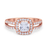 Dazzling Halo Wedding Ring Simulated Cubic Zirconia 925 Sterling Silver