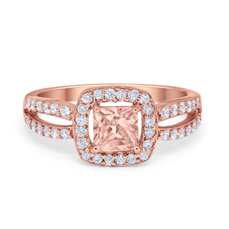 Dazzling Halo Wedding Ring Simulated Cubic Zirconia 925 Sterling Silver