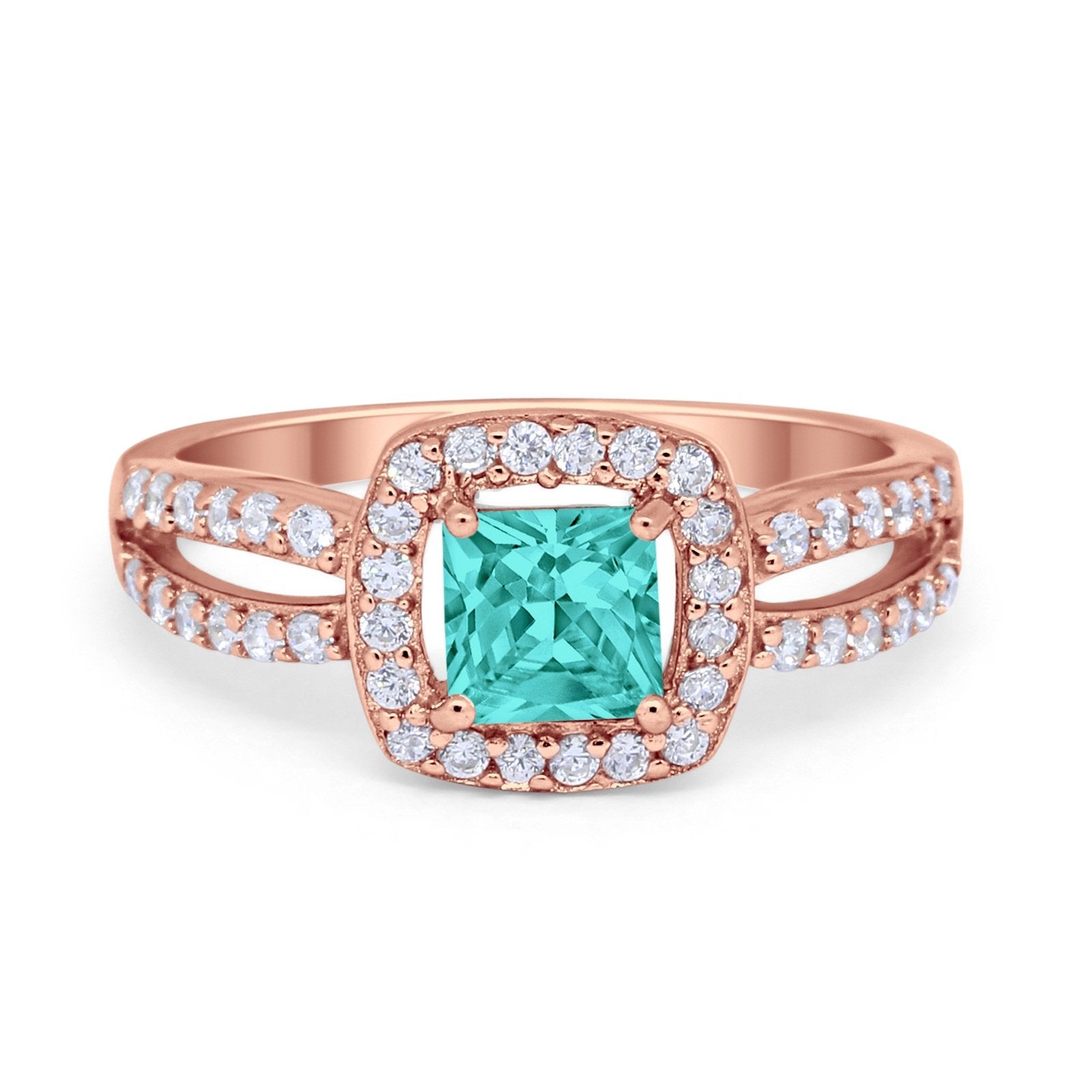 Dazzling Halo Wedding Ring Simulated Cubic Zirconia 925 Sterling Silver
