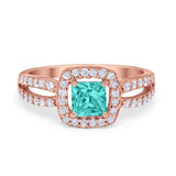 Dazzling Halo Wedding Ring Simulated Cubic Zirconia 925 Sterling Silver